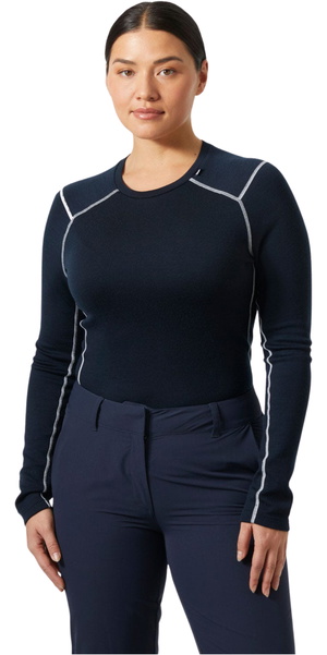 2025 Helly Hansen Womens Lifa Merino Midweight Crew Base Layer 49378 - Navy